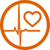 EKG line and heart icon.